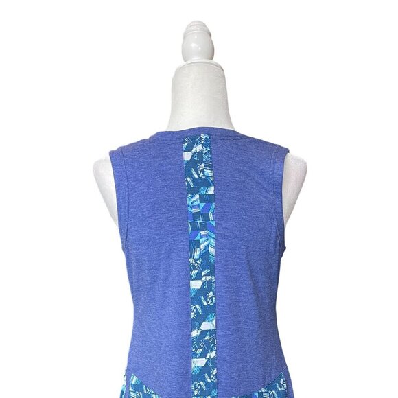 Title Nine Dress Size M Shella Blue Geometric Athletic Tennis Crewneck Tank Blue - Picture 5 of 9
